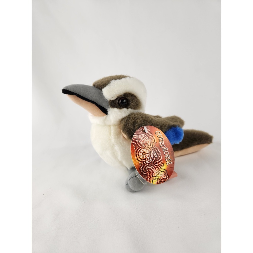 Vintage Blue-winged Kookaburra Plush Stuffed Bird Plushie Australia - No Sound